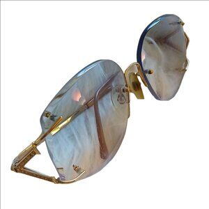 RARE Vintage Diamond Studded Rimless Blue Tinted Dior Glasses